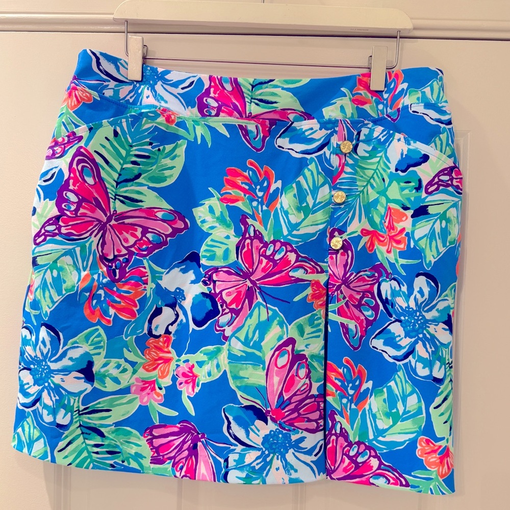 Lilly Pulitzer Blue and Pink Pencil Mini Skirt